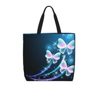 Bella borsa tote in tela con stampa a tre farfalle per le donne borsa della spesa riutilizzabile grande borsa da palestra in tela borsa portatile per la spesa con tasca interna