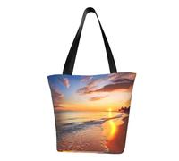 Bella borsa tote tropicale alba sulla spiaggia per le donne borsa con manico superiore borsa a tracolla grande borse casual borsa per la spesa estetica borsa della spesa riutilizzabile borsa da lavoro