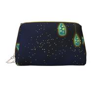 Bella bottiglia di Under The Night Sky in pelle Hand Held Zipper Makeup Bag Cute Make Up Case Large Wide Open Pouch Pen Case, bianco, Taglia unica