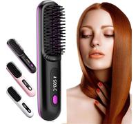 Bella Brush Pro - Bellabrush Pro Hair Straightener Brush,Bella Pro Hair Straightener Brush,Portable Cordless Hair Straightener Brush, Heated Hair Brush, Ionic Straightener for All Hair Types (Black)