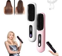 Bella Brush Pro, Spazzola for capelli Bellabrush Pro, Spazzola termica Bellabrush, Spazzola for lisciare i capelli senza fili, for donna, Piastra ionica for tutti i tipi di capelli(Pink+White)