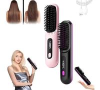 Bella Brush Pro, Spazzola for capelli Bellabrush Pro, Spazzola termica Bellabrush, Spazzola for lisciare i capelli senza fili, for donna, Piastra ionica for tutti i tipi di capelli(Black+Pink)