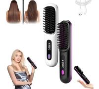 Bella Brush Pro, Spazzola for capelli Bellabrush Pro, Spazzola termica Bellabrush, Spazzola for lisciare i capelli senza fili, for donna, Piastra ionica for tutti i tipi di capelli(Black+White)