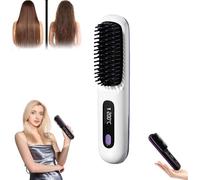 Bella Brush Pro Spazzola lisciante per capelli senza fili Spazzola lisciante portatile Pettine riscaldato per capelli per donne Piastra lisciante per tutti i tipi di capelli 3 tipi di temperatura