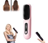 Bella Brush Pro Spazzola lisciante per capelli senza fili Spazzola lisciante portatile Pettine riscaldato per capelli per donne Piastra lisciante per tutti i tipi di capelli 3 tipi di temperatura