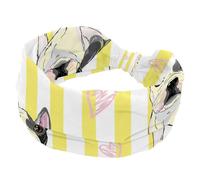 Bella Bulldog francese ampie fasce per le donne antiscivolo turbante fascia elastica per capelli yoga fascia per capelli sudore sport allenamento copricapo