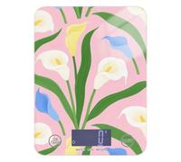 Bella calla bianco-rosata impermeabile portatile bilancia cibo 5 kg/5 g scala che pesa in grammi con 4 unità per la preparazione dei pasti, cottura (batterie non incluse)