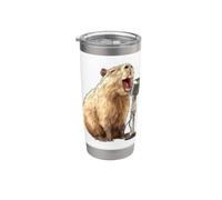 Bella capibara con microfono per gli amanti del karaoke e del canto Bicchiere termico in acciaio inox doppia parete