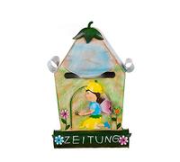 Bella cassetta delle lettere a forma di casa design fiore fata elfo dipinta a mano molto bella, decorazione in metallo con tubo per giornali, cassetta delle lettere da parete, 60 cm