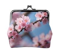 Bella Cherry Blossoms Stampato Microfibra PU Leather Wallet Kiss Lock Mini Pouch per Rossetto Key Change Organization