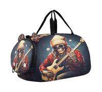 Bella Chitarra Santa Christmas Borsa Sportiva da Nuoto e Palestra con Scomparto per Scarpe Borsa da Viaggio per Il Fine Settimana Borsone per Ragazzi