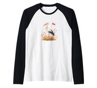 Bella Cicogna nel Prato per Gli Amanti degli Animali polacchi Maglia con Maniche Raglan