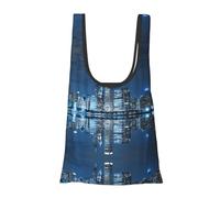 Bella città di notte stampa riutilizzabile, pieghevole, lavabile, borsa della spesa pieghevole in un sacchetto Eco Tote Shopping Bag
