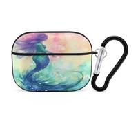 Bella coda di sirena auricolari organizer antiurto protettiva Airpods Pro Cover con moschettone clip anti caduta custodia per auricolari per Airpods Pro 2a generazione nero