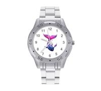 Bella coda di sirena stampa orologi da uomo in acciaio inox cinturino analogico al quarzo orologio da polso business, Stile:, regular, Bracciale