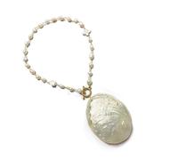 Bella collana a catena a strati con accento di conchiglia, design audace, perfetta per abiti da spiaggia gioielli da spiaggia, One Size, come descritto, come descritto