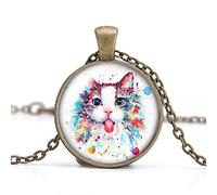 Bella collana con ciondolo a forma di gatto che ama i gatti, in vetro, per foto, gioielli, compleanni, festival, idea regalo