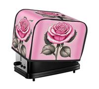 Bella copertura per tostapane rosa con rose, adatta per design a fessura larga, con borsa laterale, facile da pulire, antipolvere, adatta per la cucina.