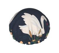 Bella cuffia da bagno con stampa di cigni bianchi sul lago cuffia da bagno grande adatta per tutte le lunghezze di capelli Protegge i capelli cuffia da bagno riutilizzabile