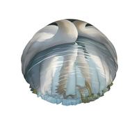 Bella cuffia da bagno con stampa di cigni bianchi sul lago cuffia da bagno grande adatta per tutte le lunghezze di capelli Protegge i capelli cuffia da bagno riutilizzabile