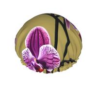 Bella cuffia da doccia con stampa di orchidee, riutilizzabile, a doppio strato, traspirante, ad asciugatura rapida, perfetta per casa, spa, hotel e viaggi