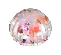 Bella cuffia da doccia leggera con stampa floreale rosa per donne e uomini cappello riutilizzabile cappello morbido e cuffia per capelli da bagno