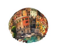 Bella cuffia da doccia versatile con stampa italiana, per donne e uomini, riutilizzabile, leggera, morbida cuffia per capelli da bagno