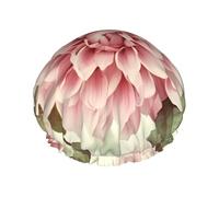 Bella cuffia da doccia vintage con fiore rosa per donne e uomini, grande cuffia da doccia riutilizzabile a doppio strato impermeabile cuffia da bagno con fascia elastica per capelli per tutte le