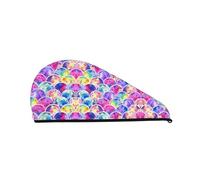 Bella cuffia per capelli asciutti in velluto corallo arcobaleno colori sirena da donna - comoda per casa, viaggi e feste in piscina. Perfettamente premuroso