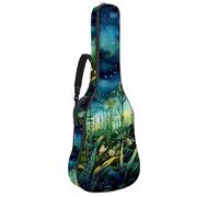 Bella custodia impermeabile per chitarra acustica, 100 x 40 x 12 cm, tasche multiple, piante stellate, Multicolore, 42.9x16.9x4.7 in, Borsa per chitarra