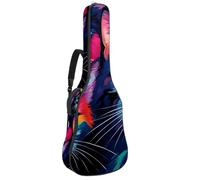 Bella custodia impermeabile per chitarra acustica da 40/41/42 pollici, con tasche multiple e strato protettivo, gatto colorato, Multicolore, 42.9x16.9x4.7 in, Borsa per chitarra