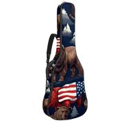 Bella custodia impermeabile per chitarre da 40/41/42 pollici, design multi-tasca e strato protettivo, animali bandiera americana, Multicolore, 42.9x16.9x4.7 in, Borsa per chitarra