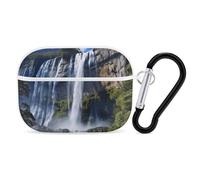 Bella custodia per AirPod Pro a cascata, antigraffio, cover rigida in policarbonato con portachiavi, accessorio per AirPod Pro 2°/1° custodia per donne e uomini, stile bianco