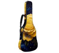 Bella custodia per chitarra acustica con rosa gialla con 2 tasche, tracolla regolabile e gancio posteriore, adatta per chitarre elettriche, bassi e chitarre classiche, Bella Galassia Rosa Gialla,