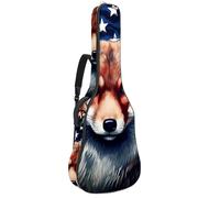 Bella custodia per chitarra acustica da 40/41/42 pollici con scomparto per accessori, bandiera americana animali, Multicolore, 42.9x16.9x4.7 in, Borsa per chitarra