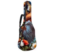 Bella custodia per chitarra acustica da 40/41/42 pollici, custodia impermeabile con tasche multiple, volpe carina e fiore, Multicolore, 42.9x16.9x4.7 in, Borsa per chitarra