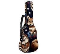 Bella custodia per chitarra acustica, impermeabile, con scomparti, strato protettivo e tasche, animali della bandiera americana, Multicolore, 42.9x16.9x4.7 in, Borsa per chitarra