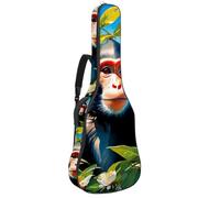 Bella custodia per chitarra acustica, impermeabile, con tasche multiple, 109 x 42,9 x 11,9 cm, scimmia e fiore, Multicolore, 42.9x16.9x4.7 in, Borsa per chitarra