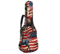 Bella custodia per chitarra acustica, impermeabile, con tasche multiple e strato protettivo, adatta per chitarre da 40/41/42 pollici, animali della bandiera americana, Multicolore, 42.9x16.9x4.7 in,