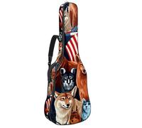Bella custodia per chitarra acustica, impermeabile, con tasche multiple, strato protettivo e scomparto per accessori, animali della bandiera americana, Multicolore, 42.9x16.9x4.7 in, Borsa per