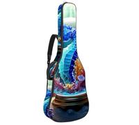 Bella custodia per chitarra acustica, impermeabile, con tasche multiple, strato protettivo e supporto per il collo regolabile, 100 x 42 x 12 cm, sfera di cristallo cavalluccio marino, Multicolore#04,