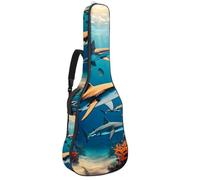 Bella custodia per chitarra, impermeabile, per chitarra acustica da 40/41/42 pollici, con tasche multiple e strato protettivo, squalo carino, Multicolore, 42.9x16.9x4.7 in, Borsa per chitarra