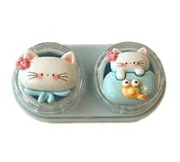 Bella custodia per lenti e applicatore a ventosa per lenti morbide, strumento di rimozione, Gatto Bighead Blu