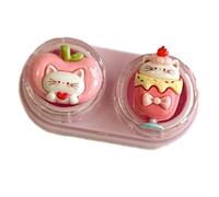 Bella custodia per lenti e applicatore a ventosa per lenti morbide, strumento di rimozione, Gatto Coppa Rosa