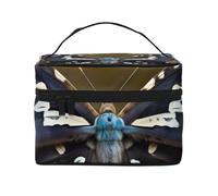 Bella custodia portatile da viaggio con stampa di ali di falena versatile cerniera per borsa per il trucco grande capacità in poliestere, nero, taglia unica, Nero, One Size