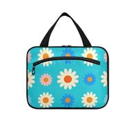 Bella Daisy Floral Pesca Bianco Blu Appeso Appeso Viaggio Toiletry Bag con gancio, Designer Unisex Trapuntato Makeup Bag per la mamma Camping envase para Perfume de L