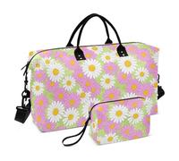 Bella Daisy Floreale Pesca Bagaglio Bianco Borsa Da Viaggio Pernottamento Weekender Borse Palestra Sport Trasportare con Cinghia Regolabile per Trekking Grande Capacità Bolsa para viajar en Avion de