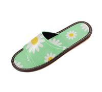 Bella Daisy Floreale Verde Bianco Mens Pantofole Indoor Estate Morbido Personalizzabile Sandali Antiscivolo per il Partito di Viaggio Ospiti chancletas para mujer, Lovely Daisy Floreale Verde Bianco