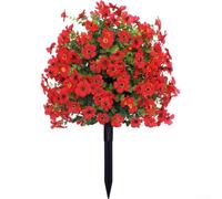 Bella decorazione floreale viola con paletti, grande fiore artificiale viola con chiodi a terra, per la decorazione della casa del giardino (rosso brillante)