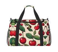 Bella dolce ciliegia rossa 2 stampa Carry on Bagagli per le Donne Uomini Borsa a Tracolla Weekender per Yoga Viaggi Must Haves, nero, Taglia unica